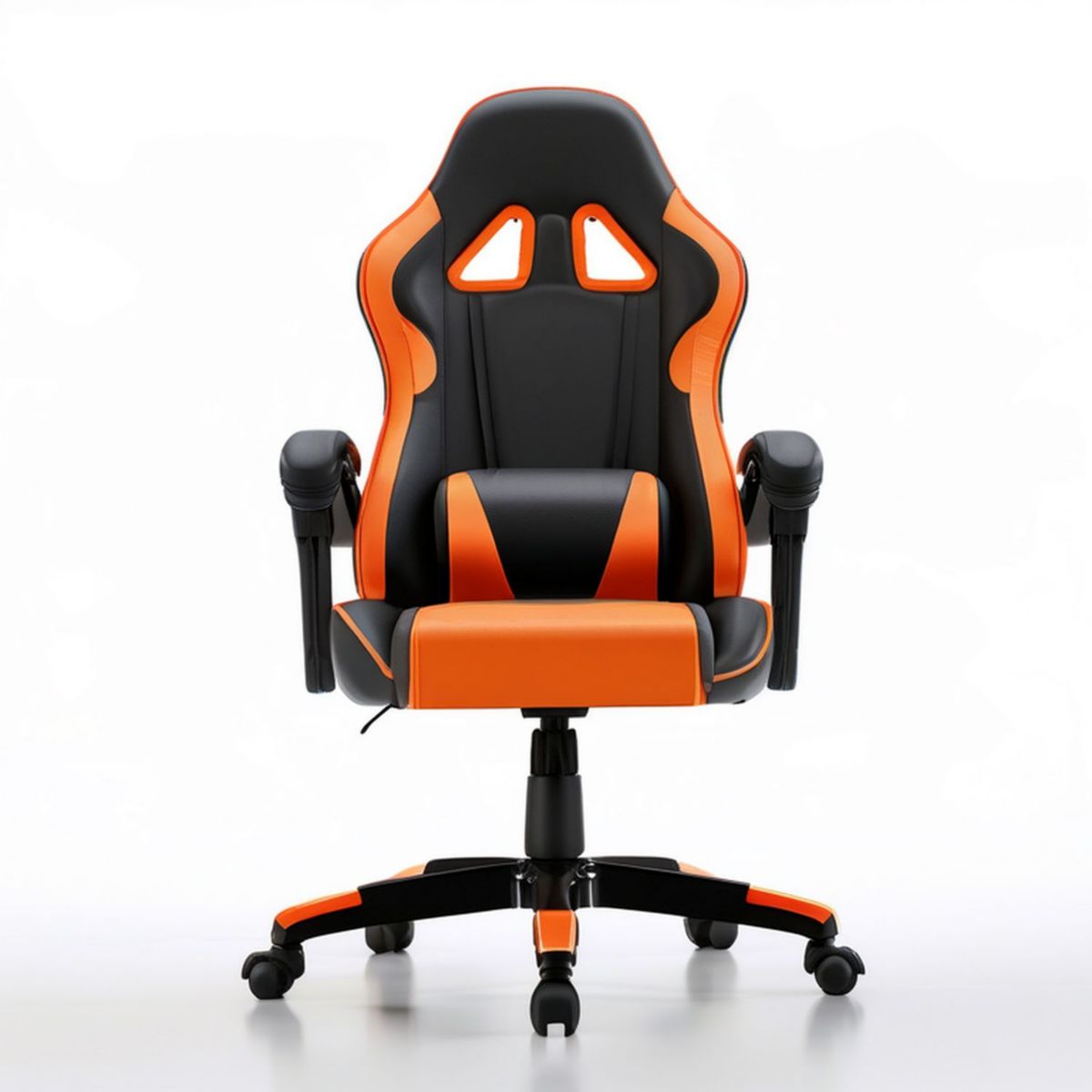 Gamingstuhl aus PU-Kunstleder Schwarz/Orange, 66 x 65 x 117–127 cm