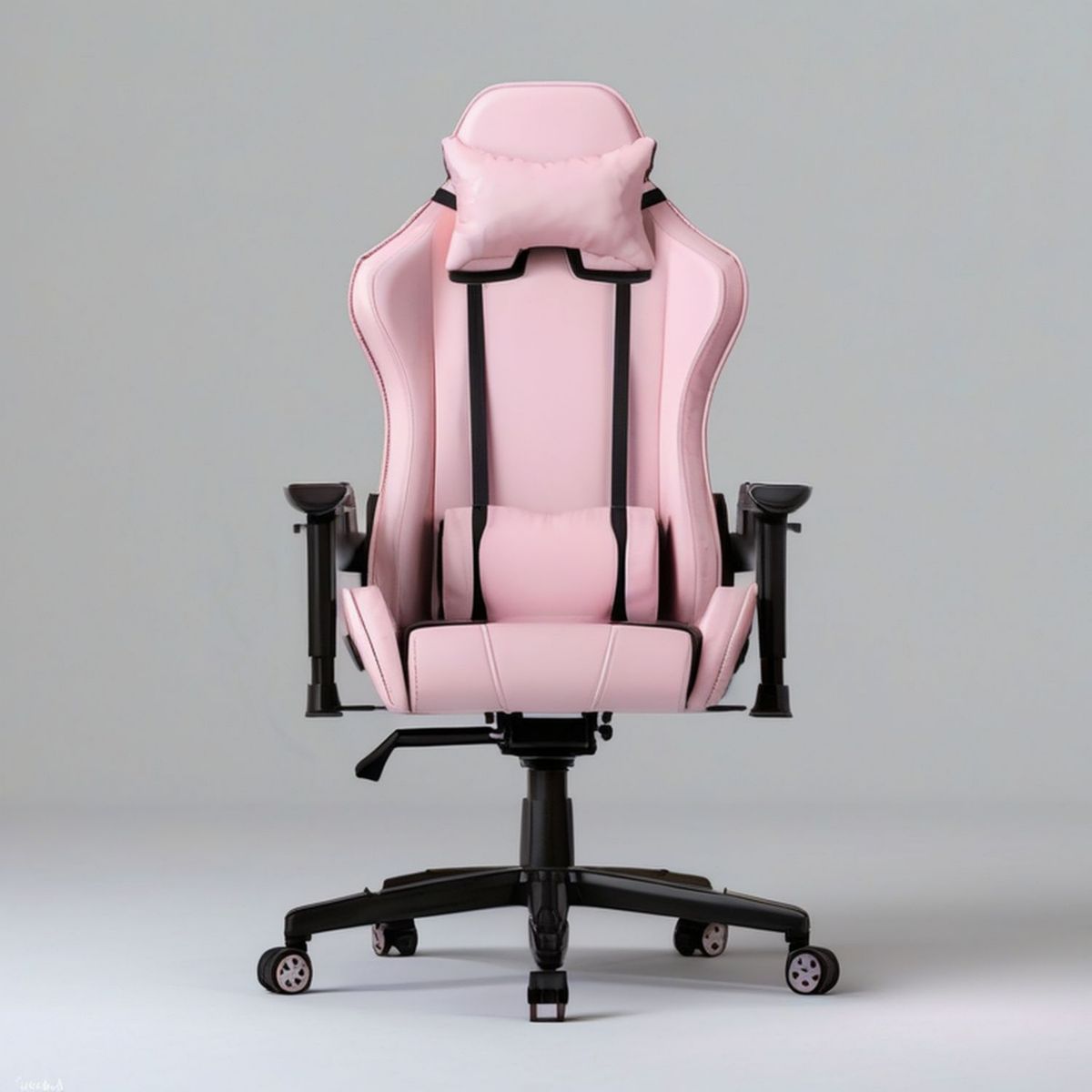 Gamingstuhl in Rosa/Schwarz, höhenverstellbar, 65 x 65 x 125–135 cm