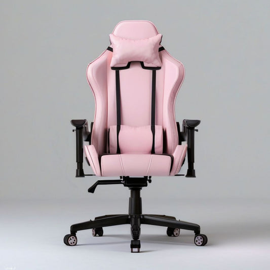 Gamingstuhl in Rosa/Schwarz, höhenverstellbar, 65 x 65 x 125–135 cm