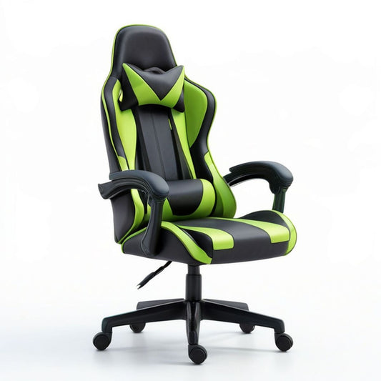 Ergonomischer Gamingstuhl Schwarz/Grün aus Kunstleder, 66 x 70 x 124–134 cm